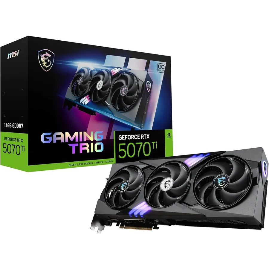 msi RTX 5070 12G Gaming Trio OC Graphics Card (12GB GDDR7, 192-bit, Extreme Performance: 2625 MHz, DisplayPort x3 2.1a, HDMI 2.1b, NVIDIA Blackwell Architecture)