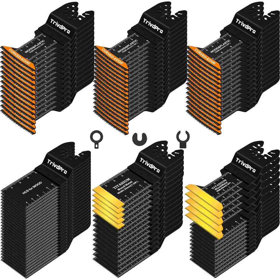 Oscillating Tool Blade Multitool Blades - TrivdPro 55pcs Multi Tool Blades Kits Oscillating Saw Blades for Metal Wood Plastic Fits Dewalt Milwaukee Ryobi Fein Bosch