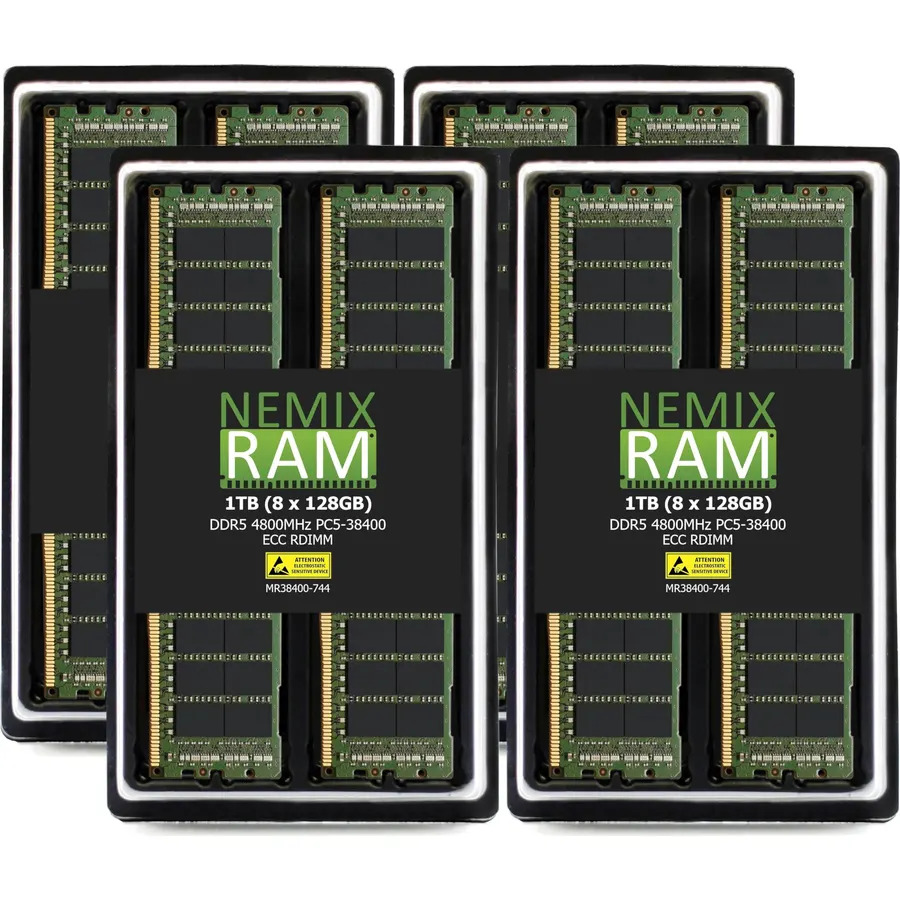 NEMIX RAM 1TB (4X128GB) DDR5 4800MHZ PC5-38400 4Rx4 1.1V CL40 288-PIN ECC RDIMM Registered Server Memory KIT Compatible with ASUS Pro WS WRX90E SAGE SE Workstation Motherboard