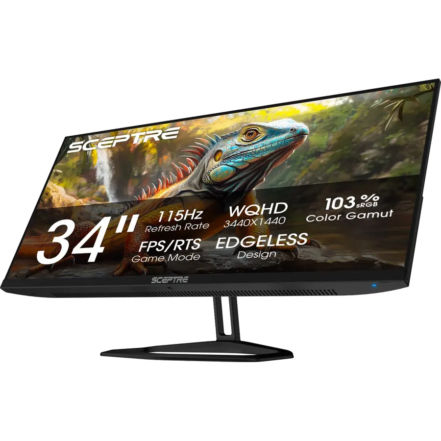 New! Sceptre 34-inch Prime Monitor 3440 x 1440 up to 115Hz 103% sRGB DisplayPort HDMI Build-in Speakers, Machine Black 2026 (E345W Series)