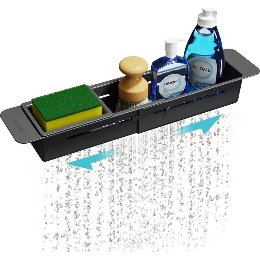 NiHome Extendable Kitchen Sink Caddy, Small Brush Sponge Storage Holder