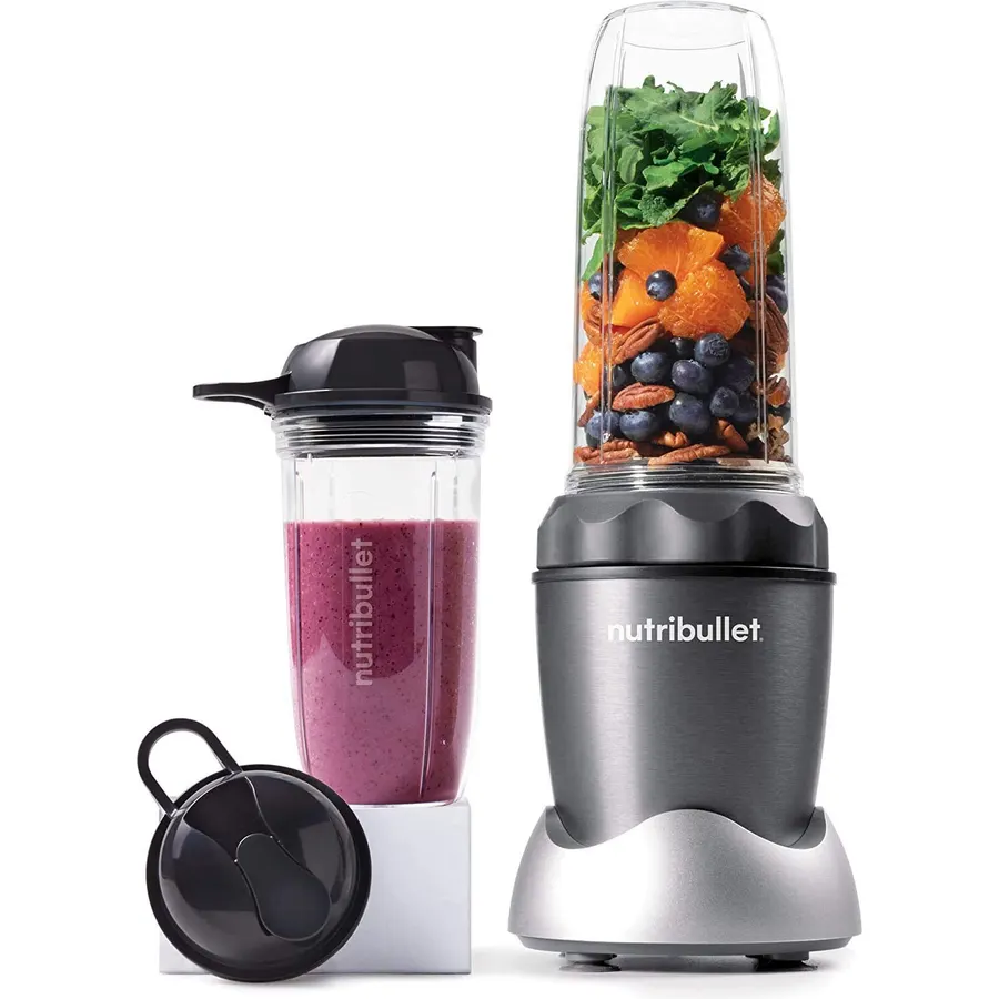 NutriBullet NB50100C Pro 1000 Single Serve Blender (1000W) 7-Piece Set, Dark Gray/Light Gray Skirt