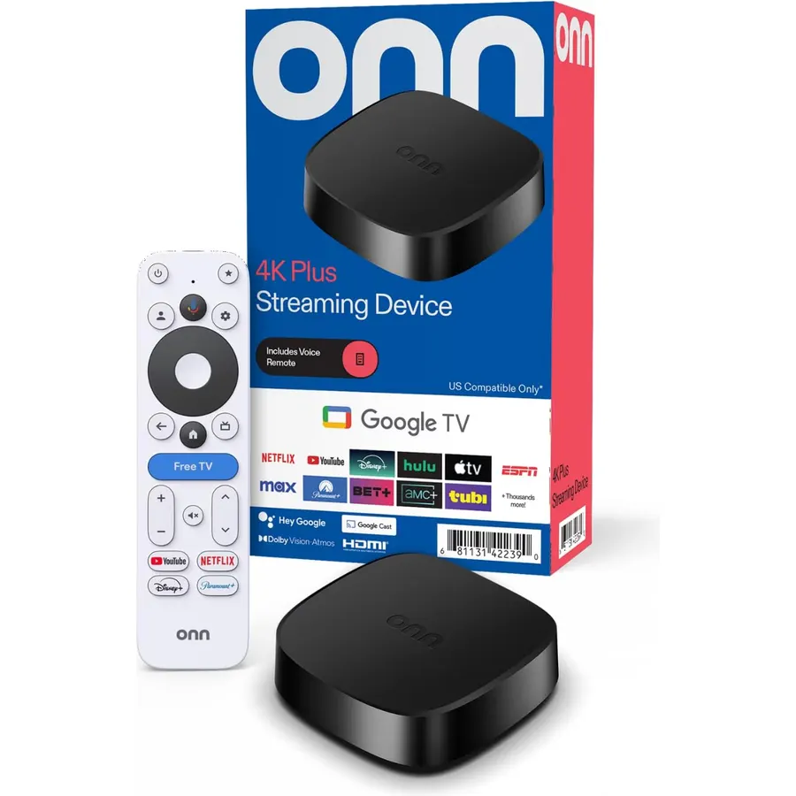 onn 4k Plus Streaming Device, Google TV-Ultrafast Streaming Device, 16GB Storage, 2GB Ram, Remite with Voice Control-US Only
