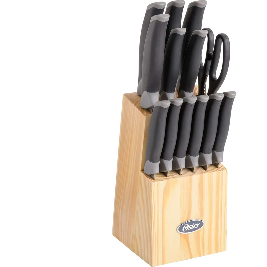 Oster Lindbergh 14 Piece Stainless Steel Cutlery Kitchen Knife Block Set, Black - Cuchillos Para Cocina