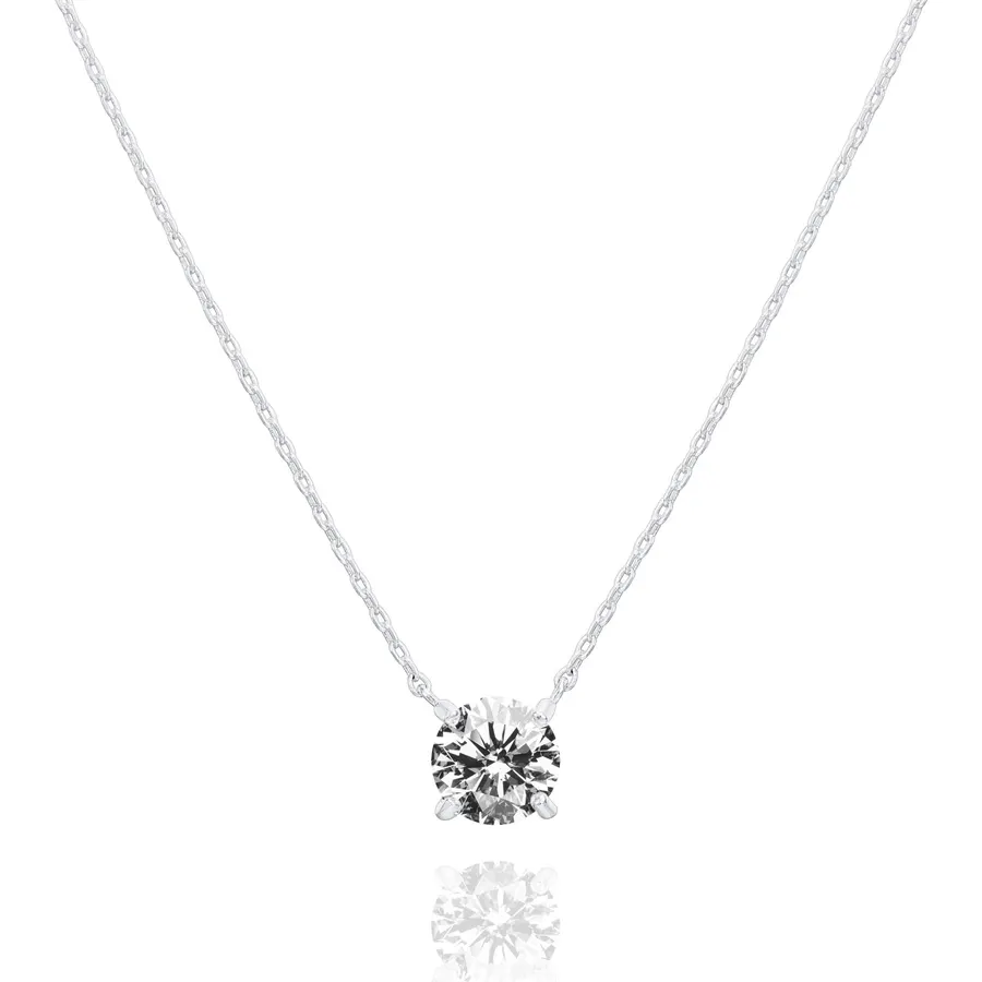 PAVOI 14K Gold Plated Crystal Solitaire 1.5 Carat (7.3mm) Cubic Zirconia Dainty Choker Necklace | Gold Necklaces for Women