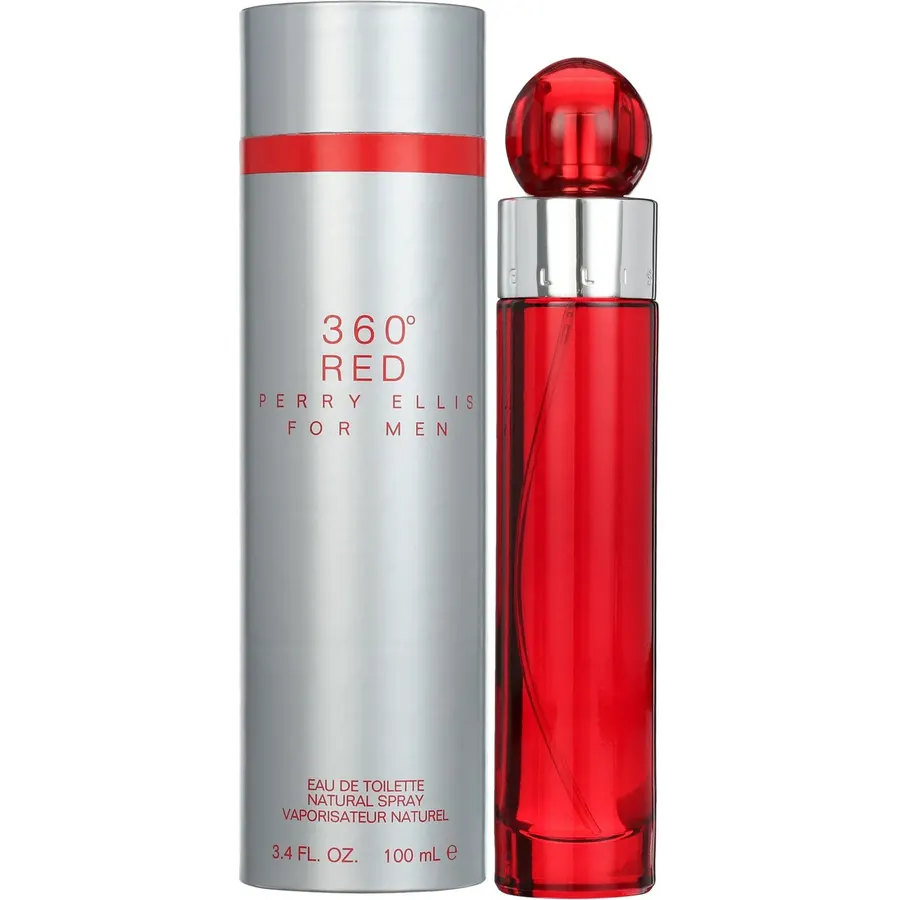 Perry Ellis 360° Red Eau De Toilette Spray for Men - Mens Cologne, Long Lasting Perfume, EDT, Fragrance with Notes of Clove, Cinnamon & Patchouli - 3.4 fl oz (100 mL)