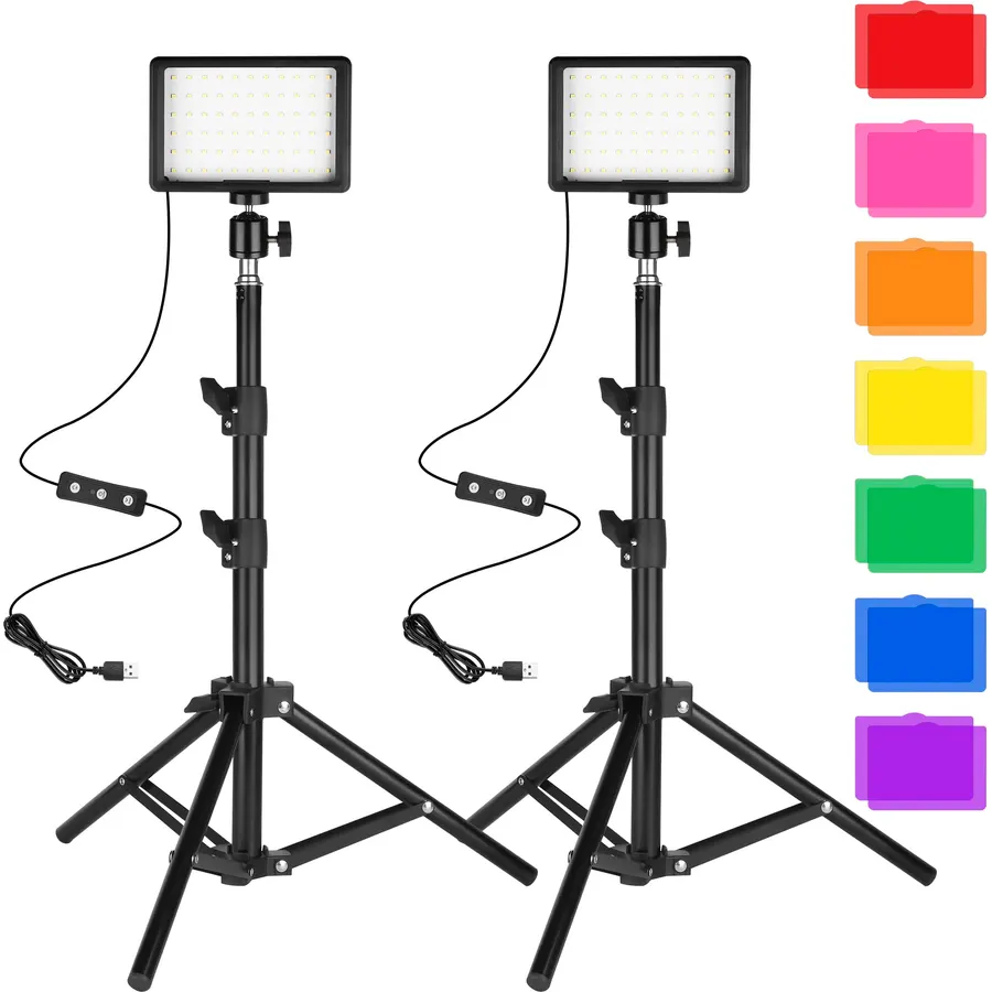 Photo Video Light 2-Pack, Dimmable 5600K USB LED Continuous Lighting Kit
