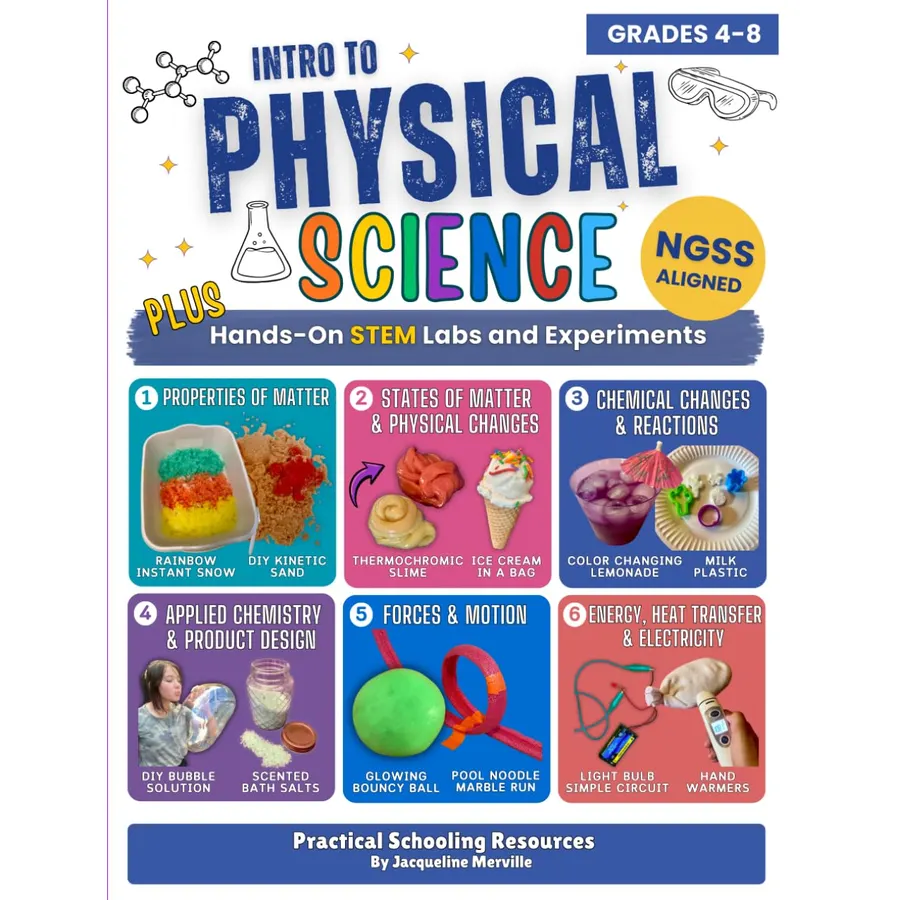 Physical Science Workbook for Grades 4–8: Hands-On STEM Labs & Experiments | Complete Unit with Reading Passages, Worksheets, Engineering Challenges & NGSS-Aligned Activities