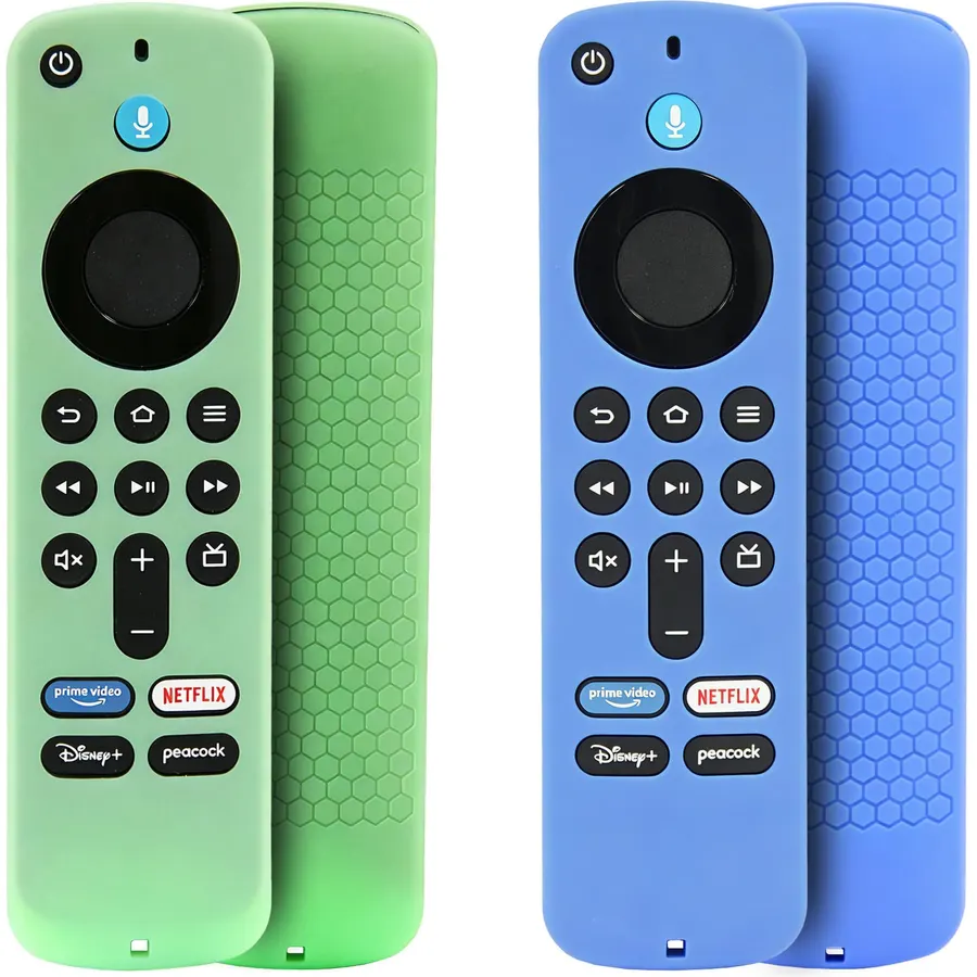 Pinowu Silicone Remote Case (3pcs) for Fire TV Stick 4K Max/Insignia/Pioneer/Omni (QLED) Series Alexa Voice Remote Enhanced w/Lanyard (Green Glow + Red + Blue)