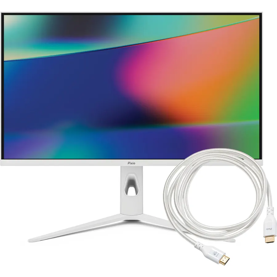 Pixio PX27UM Mini LED White 27" Dual Mode 4K 160Hz/1920x1080 320Hz HDR1000 Fully Adjustable Stand Gaming Monitor with White HDMI 2.1 Cable Certified Ultra High Speed 10FT 8K 60Hz 4K 120Hz Nylon Braide