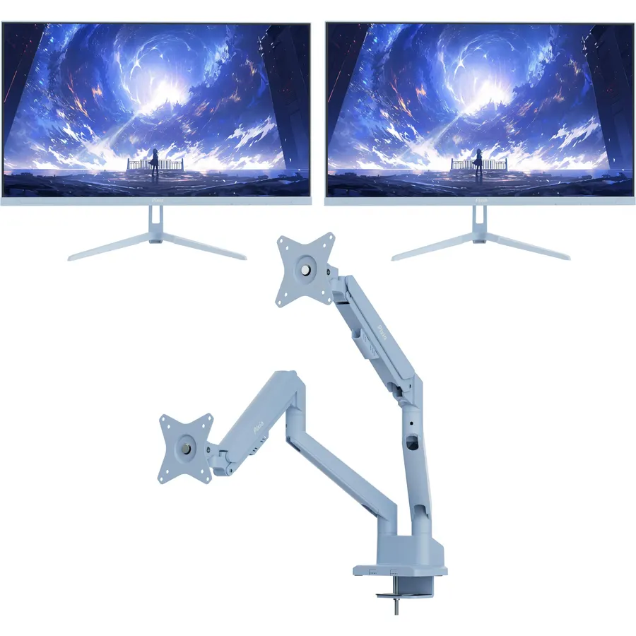 Pixio PX275 Wave 27 inch 100Hz Refresh Rate QHD 1440p Resolution IPS Panel 1ms MPRT Response Time Gaming Monitor and PS1S Wave Black Single Monitor Arm - Fits up to 32 inches and 19.8lbs