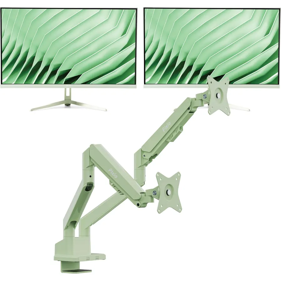 Pixio PX27U Wave Mint Green 27 inch 160Hz Refresh Rate 4K 3840x2160p Resolution Fast IPS Panel 1ms GTG Response Time 4K Gaming Monitor and PS1S Wave Mint Green Single Monitor Arm