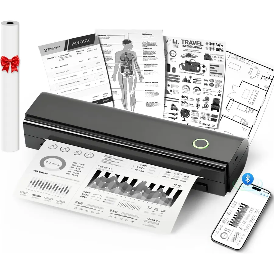 Portable Printers Wireless for Travel, N80 Bluetooth Thermal Printer
