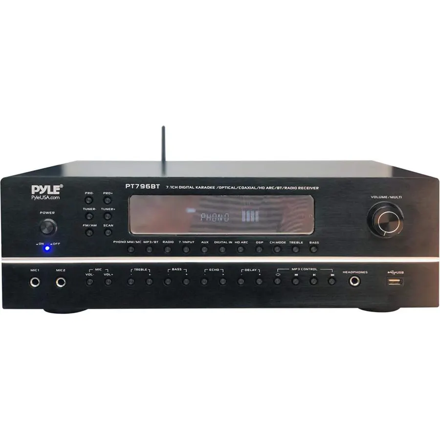 Pyle 7.1-Channel Hi-Fi Bluetooth Stereo Amplifier - 2000 Watt AV Home Theater Speaker Subwoofer Surround Sound Receiver w/ Radio, USB, RCA, HDMI, MIC IN, Supports 4K HD TV's, 3D - Pyle PT796BT