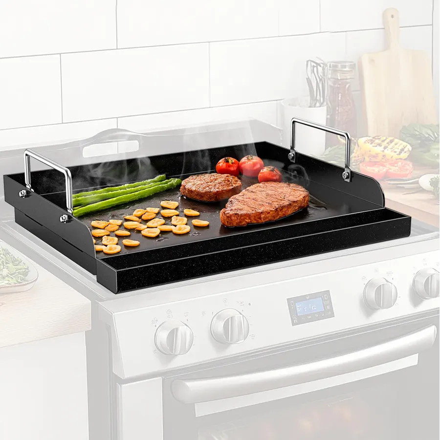 QuliMetal 17 x 13 Inch Cast Iron NanoCeramic Griddle for Gas Grills