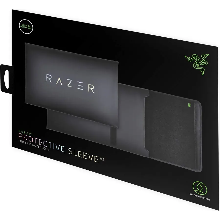 Razer 13"" Protective Laptop Sleeve: Scratch & Water-Resistant - Padded Interior Lining - Snag-Free Velcro - Flip-Out Mouse Mat - Classic Black (RC21-01570100-R3M1)