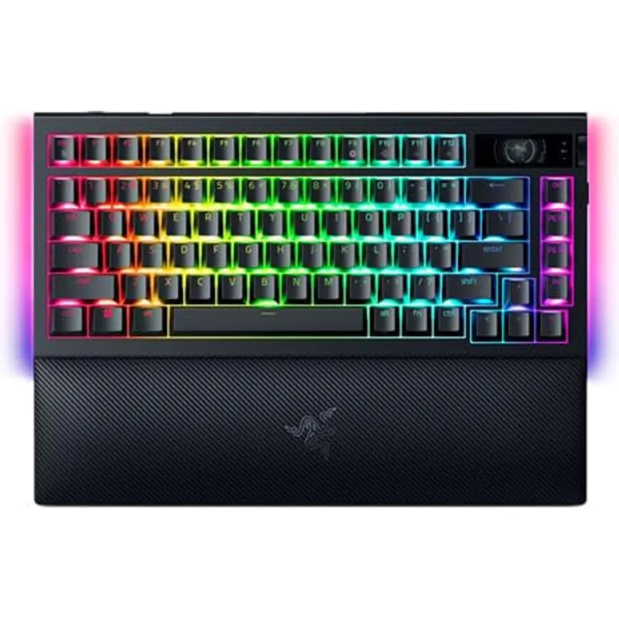 Razer BlackWidow V4 Pro 75% - Wireless Hot-Swappable Gaming Keyboard - OLED Display (Command Line, 4K Hz & Bluetooth Connection, Magnetic Wrist Support) US-Layout ISO | Black