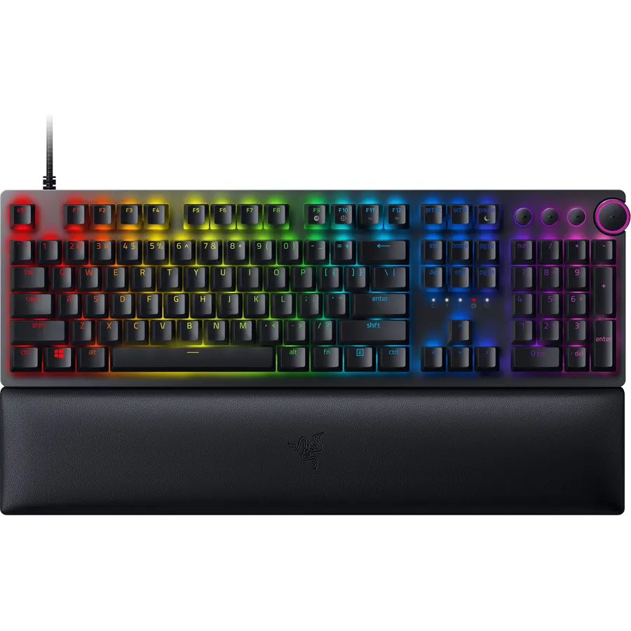 Razer Huntsman RZ03-039300-R3M1 V2 Clicky Optical Switch, Gaming Keyboard, US Layout, Optical Switch, Clicky Tactile Sensation, Silent, Double Shot PBT Keycap, Wrist Rest, Chroma RGB