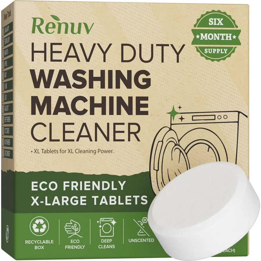 Renuv® Heavy Duty Washing Machine Cleaner & Descaler & Deodorizer Tablets