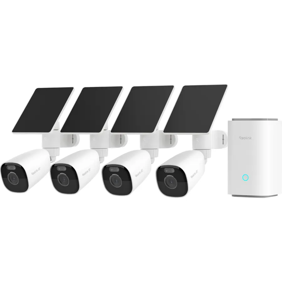 REOLINK 4K Solar Security Camera Wireless Outdoor 2.4/5GHz WiFi, 4 Cam Kit