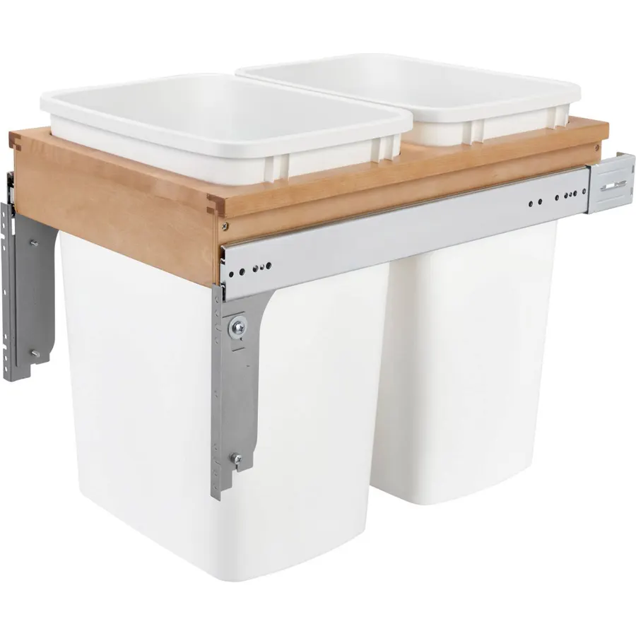 Rev-A-Shelf Double Top-Mount Pullout Trash Can, Min Opening 15" W, 35 Qt