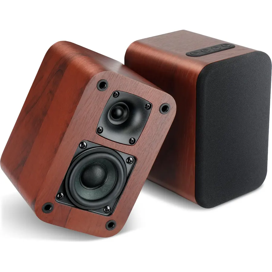 RIOWOIS Powered Bookshelf Speakers, Desktop Speakers for Record Player