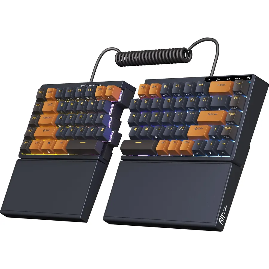 RK ROYAL KLUDGE S70 Ergonomic Split Keyboard, Tactile Brown Switch Black