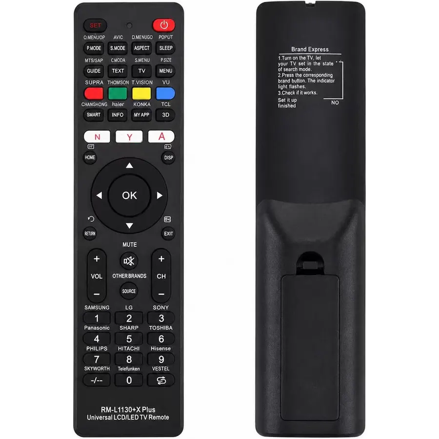 RM-L1130X Plus Universal TV Remote Control, Replacement LCD LED Smart TV Remote with Streaming Shortcut Buttons, Works for Most Samsung LG Sony TCL Hisense Philips Sharp Panasonic Toshiba Televisions