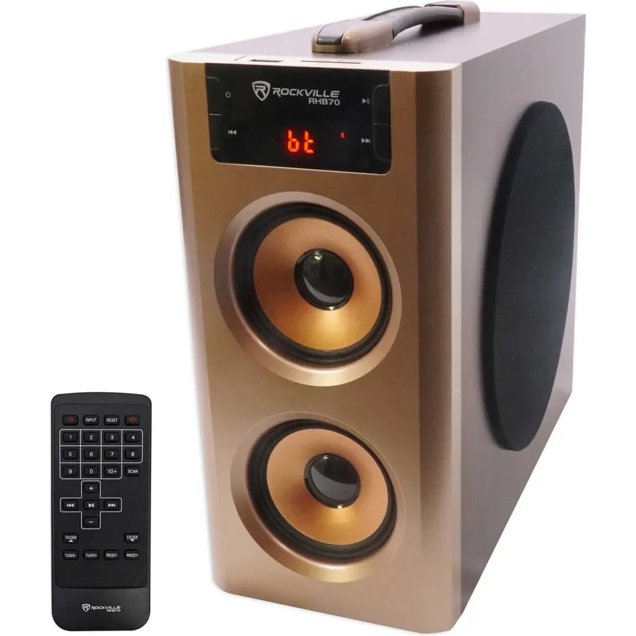 Rockville RHB70 100W 2.1 Powered Home Theater Speaker System, Cherry Wood