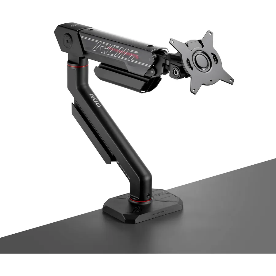 ROG Ergo Monitor Arm (AAS01R) – Mechanical Spring Monitor Mount with Desk Clamp and Grommet Mount, Holds Up to 49-inch* Within 13.5kg, Pivot/Swivel/Tilt/Rotation/Height Adjustable, VESA 100 x 100 mm