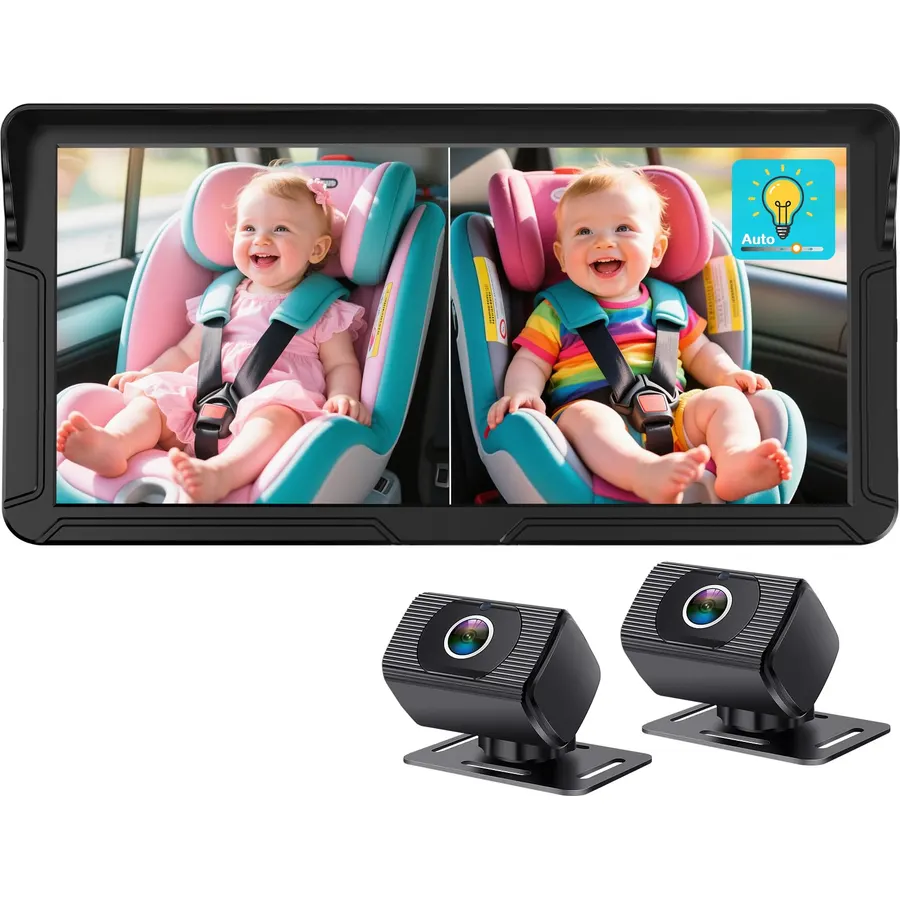 1080P Dual Baby Car Camera for 2-Kids: 6.9" Large Split-Screen for Two-Seat