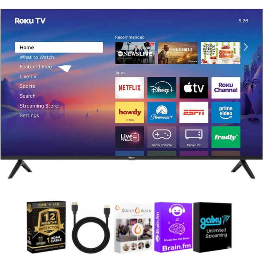 Roku Select Series 4K QLED Smart TV Bundle with HDMI & CPS Plan (55)