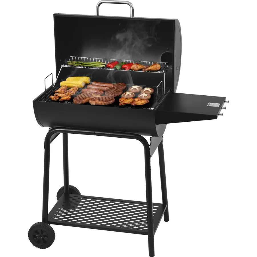 Royal Gourmet CC1830 28 Inch Barrel Charcoal Grill, Side Table