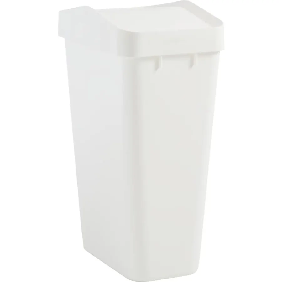 Rubbermaid Swing Top Waste Container for Home and Kitchen, Easy Access Disposal and Slim Modern Trash Can with Lid, 12.2 Gallon Capacity, White