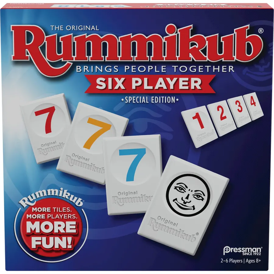 Rummikub Six Player Edition - The Classic Rummy Tile Game - More Tiles and More Players for More Fun! by Pressman , Blue