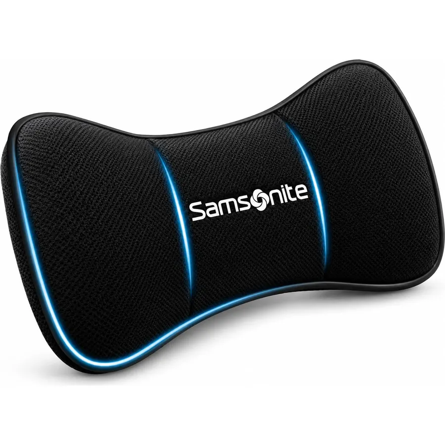 SAMSONITE Car Neck Pillow – Memory Foam Car Seat Headrest Cushion, Ergonomic Neck Support for Driving, Comfortable Head Rest for Long Trips, Travel Pillow for Cars & Office Chairs, Black