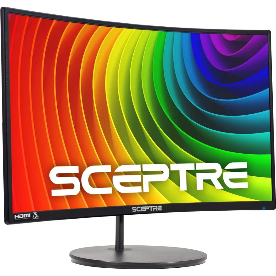 Sceptre Curved 27" FHD 1080p Gaming Monitor R1500 98% sRGB HDMI VGA 75Hz Build-in Speakers, Blue Light Shift Machine Black (C278W-1920RN series)