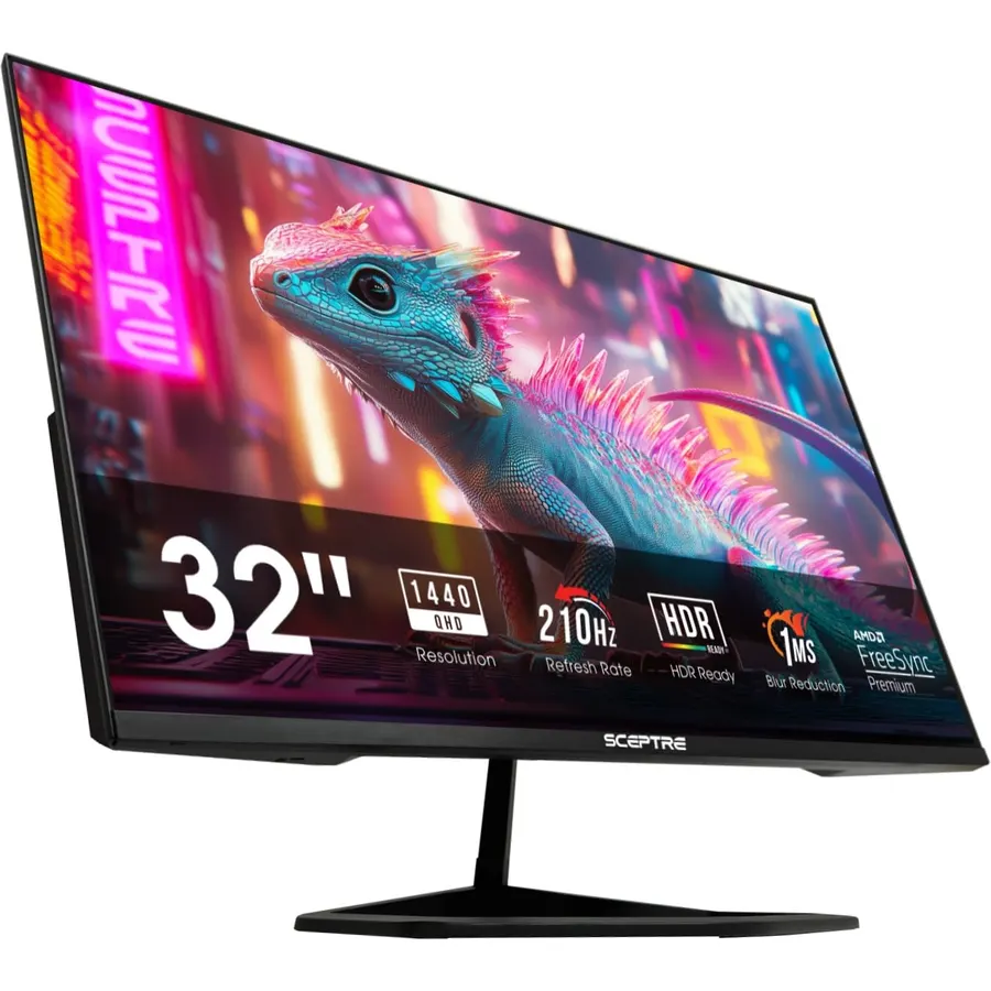 Sceptre New 32-inch 2K QHD 2560 x 1440 Prime Gaming Monitor up to 210Hz USB Type-C DisplayPort HDMI sRGB 115% 1ms Build-in Speakers, Machine Black 2026 ((E325B-QW200D Series)