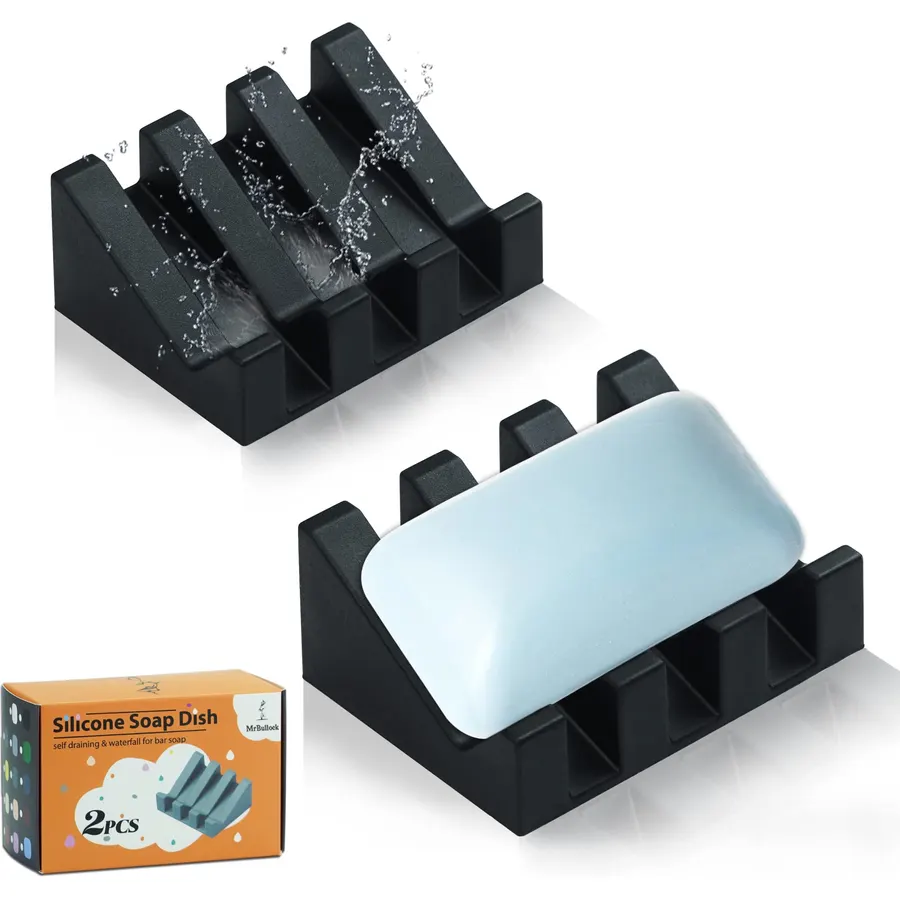 Sponge Holder for Sink with Self Draining Soap Dish for Bathroom