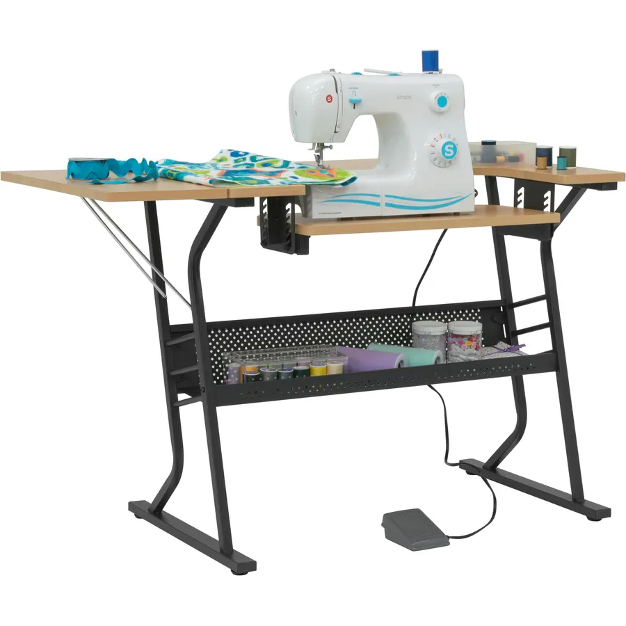 Sew Ready Eclipse Hobby/Sewing Craft Table, Black/Maple