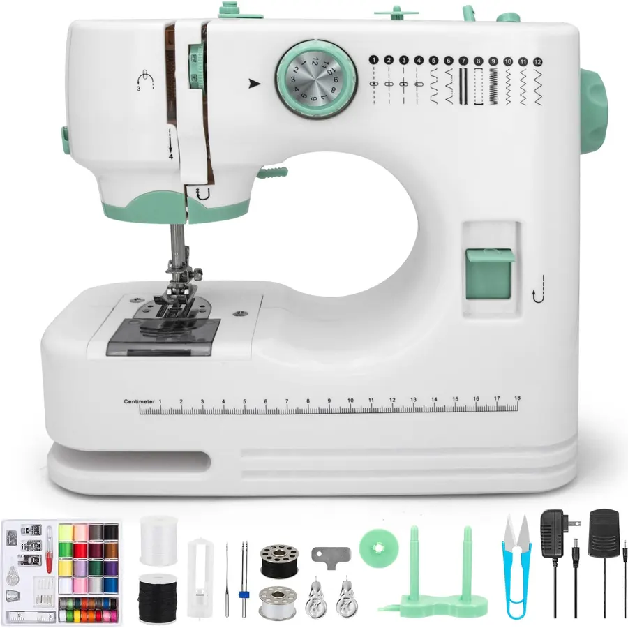 Bernette B05 Academy Sewing Machine Bundle | 30 Stitches, Tote Bag, Extension Table, 12 Presser Feet | Portable and Heavy Duty Sewing Machine