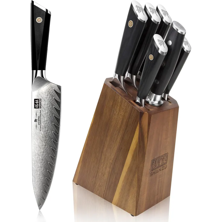 SHAN ZU Damascus Kitchen Knife Set, 7 Pcs Professional Knife Sets for Chefs