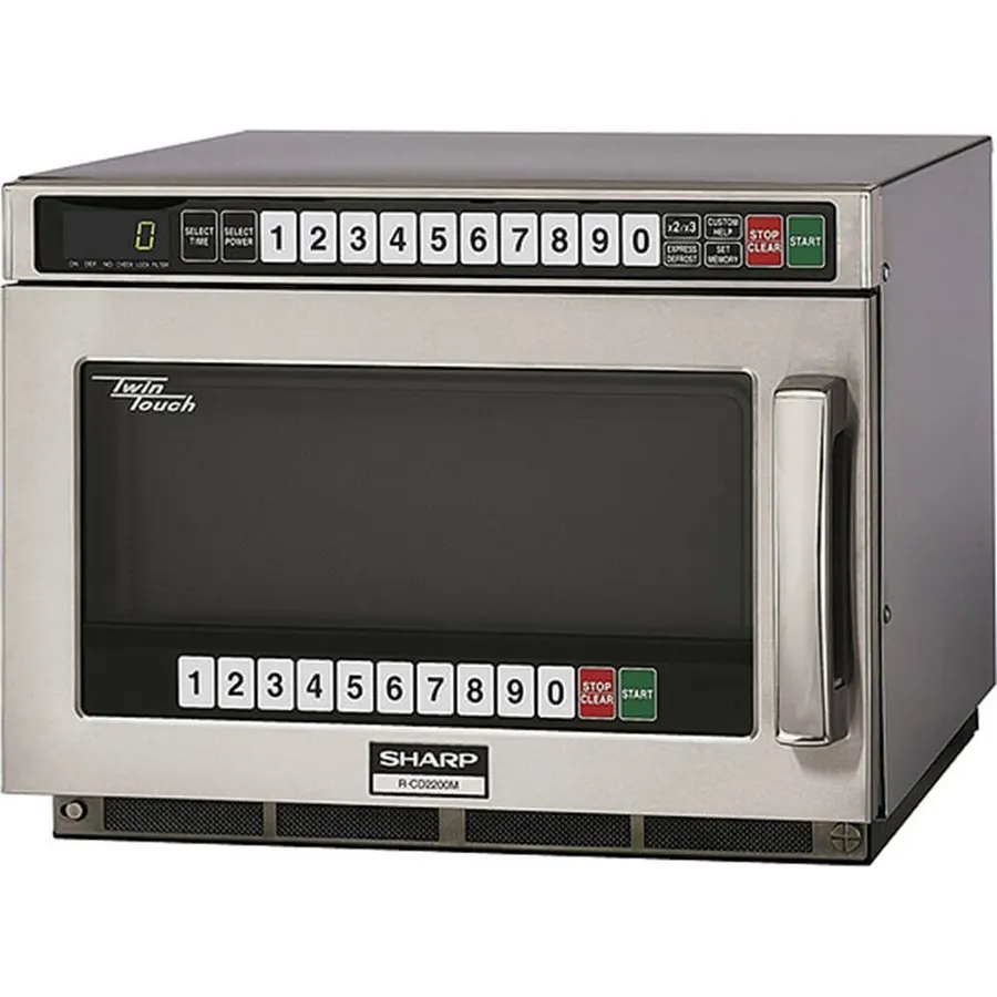 Sharp R-CD2200M Commercial Microwave Oven, TwinTouch Heavy Duty with Dual TouchPads, 2200 Watt, 0.75 Cubic-Foot Capacity, Stainless Steel