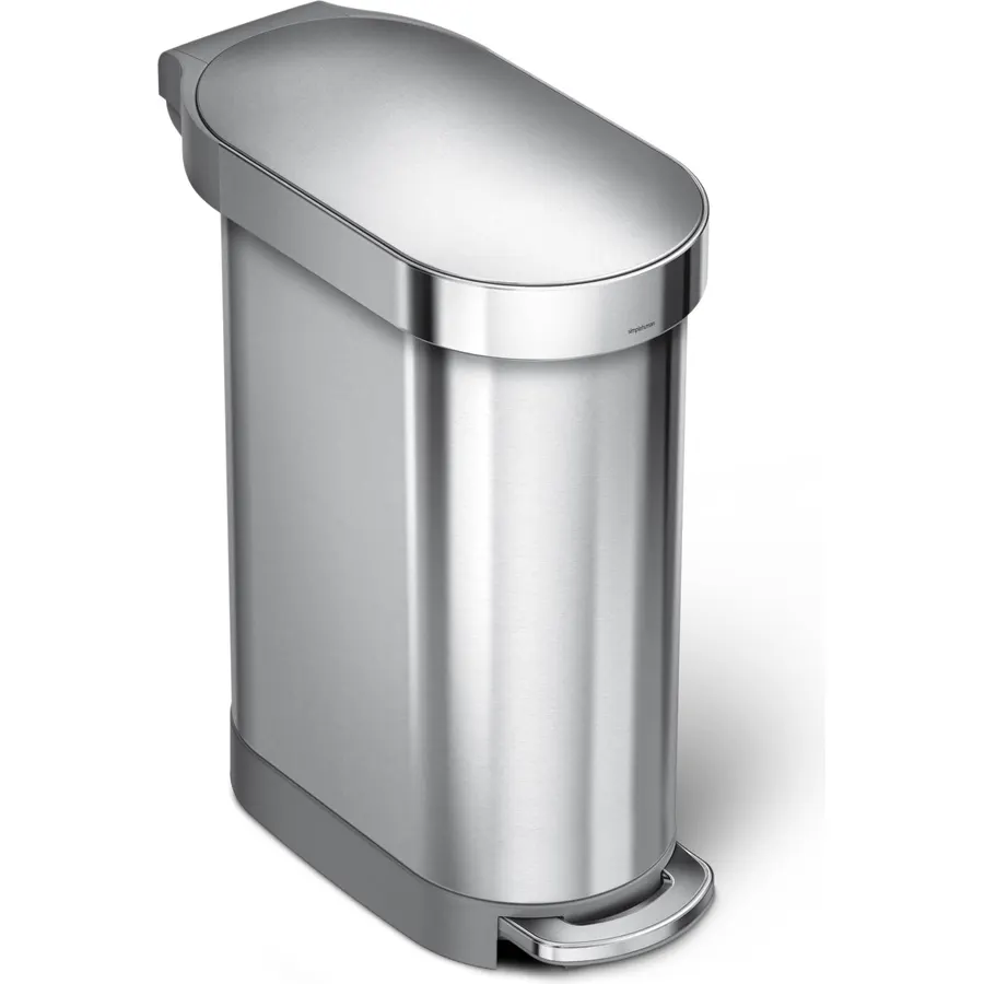 simplehuman 45 Liter/ 12 Gallon Semi-Round Hands-Free Step Trash Can, Brushed