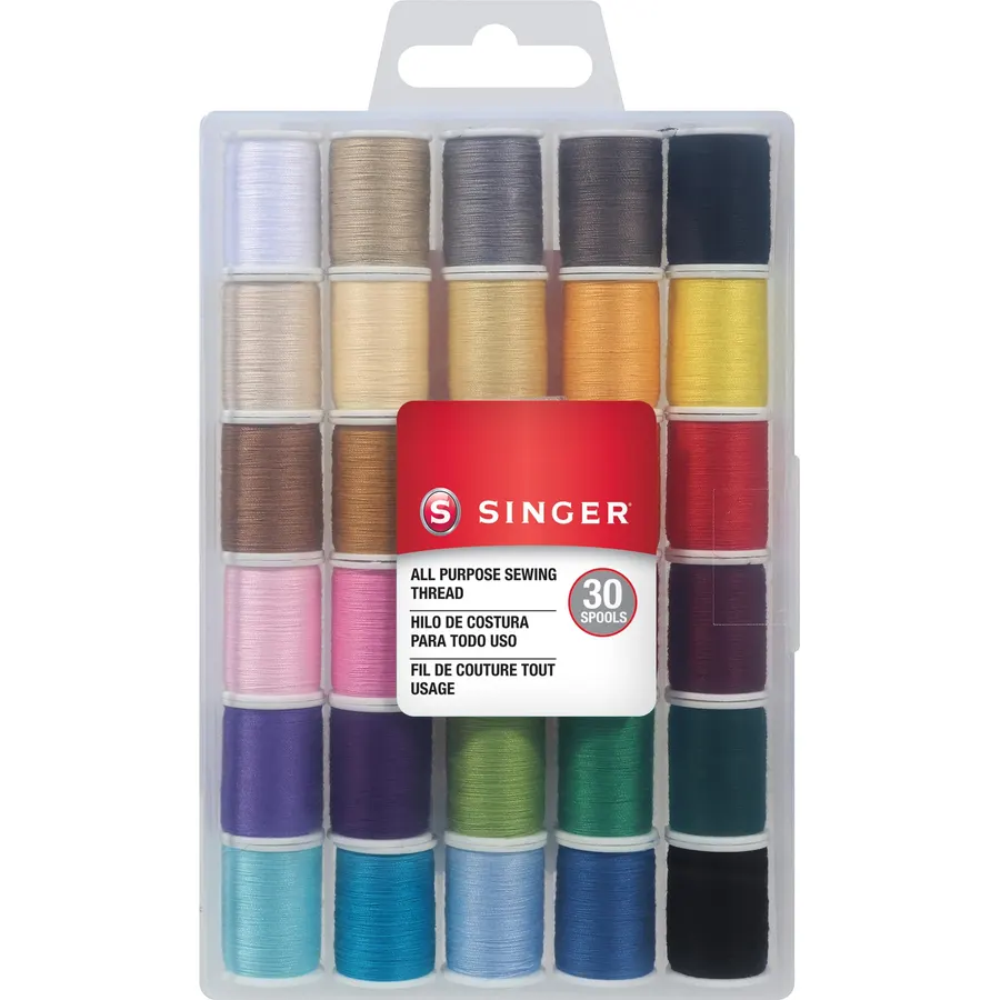 SINGER Polyester Sewing Thread Set, Assorted Colors, 50 Yards, 30 Count