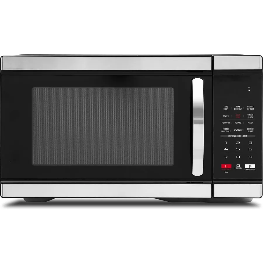 Smad Countertop Microwave Oven 1000 Watts, Digital Ovens 1.1 Cu. Ft with 10 Power Levels, 6 One-Touch Presets, Express Cooking, Eco Mode, Child Lock, Easy Clean, Large Capacity, Black