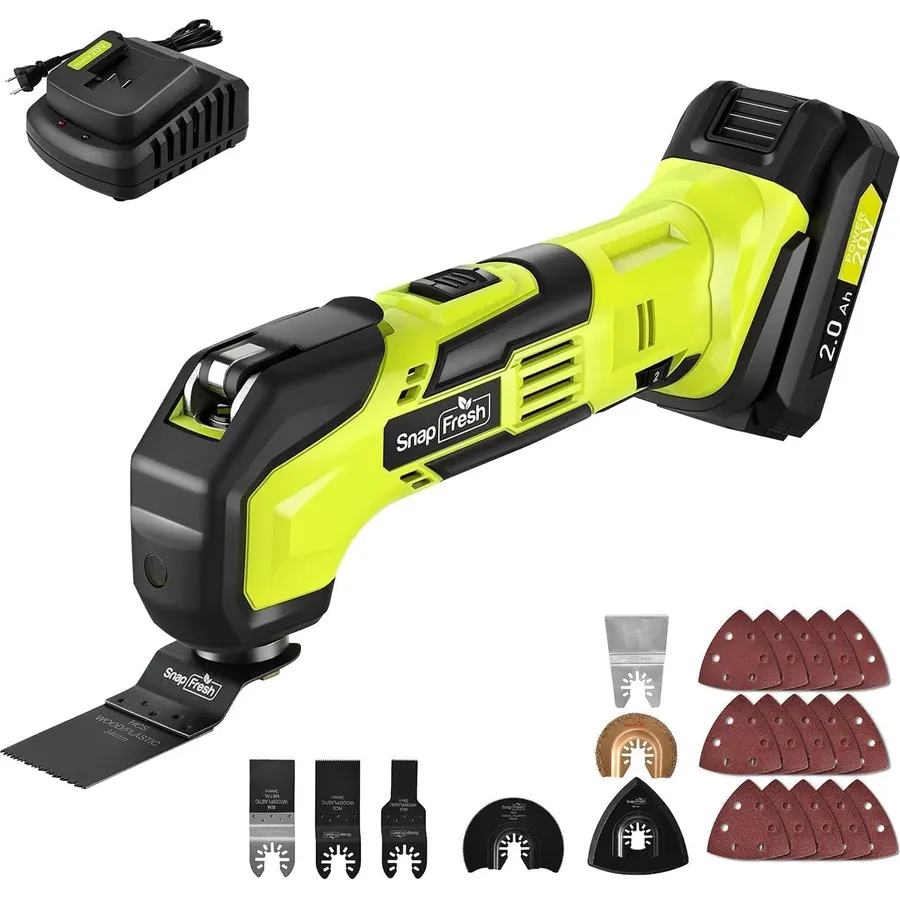 SnapFresh Cordless Oscillating Tool with 22pcs Accessories, 6 Speed Control