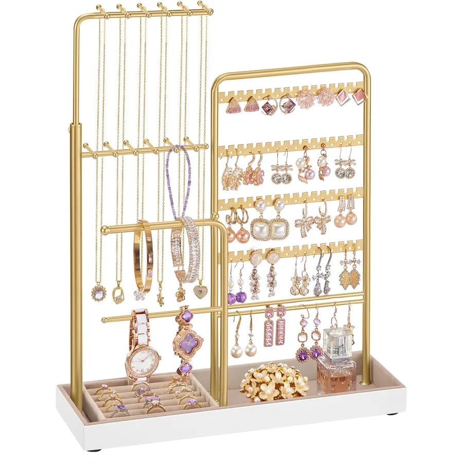 SONGMICS Jewelry Holder, 12.1 to 18.7 Inches Height Adjustable Stand