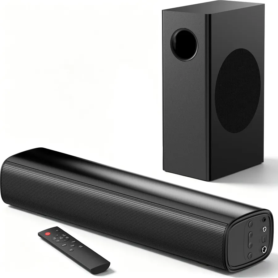 Sound Bar for Smart TV with Wired Subwoofers, 2.1 Channel Small TV Soundbar Speakers, Home Theater Surround Sound System, Bluetooth 5.3/ ARC/Optical/AUX Connectivity