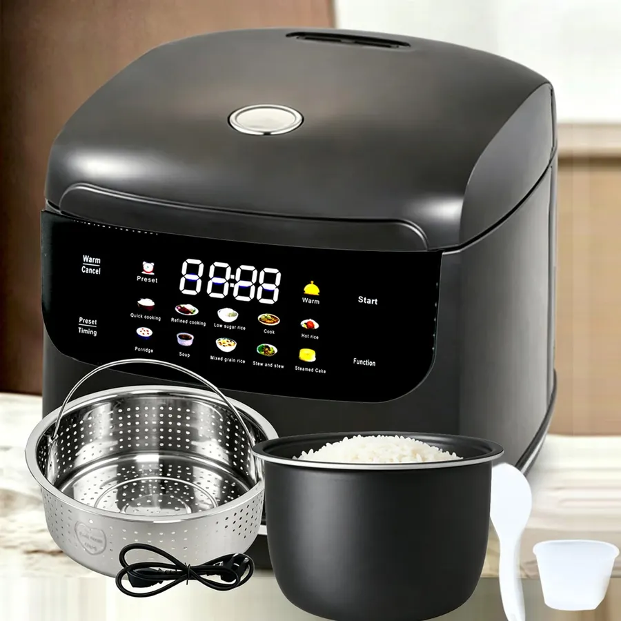 Stainless Steel Low Carb Rice Cooker,2 Quart 6 Cups Cooked/3 Cups Uncooked